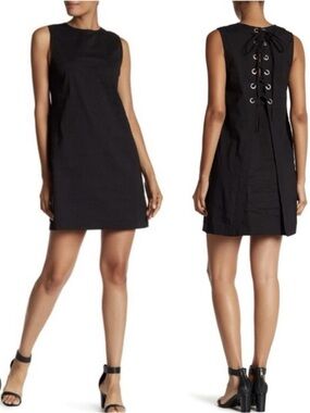 Theory Keshelle lace-up back mini shift dress- SZ 6